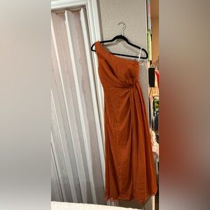 Elegant One-Shoulder Orange Dress